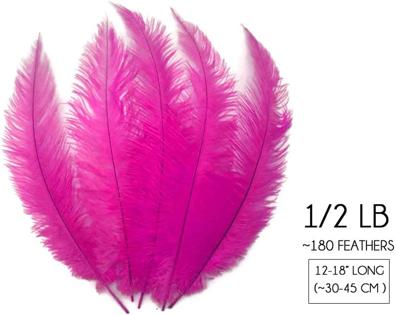 1/2 Lb. - Hot Pink Mini Spads Ostrich Wholesale Chick Body Feathers (Bulk)