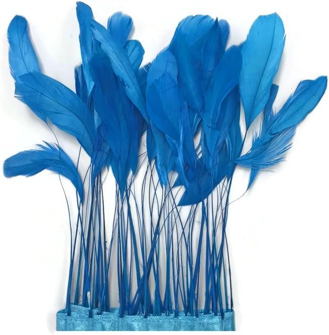 1 Dozen - Turquoise Blue Stripped Rooster Coque Tail Feathers