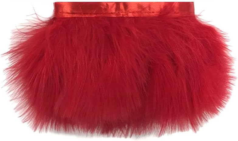 1 Yard - Red Marabou Turkey Fluff Feather Fringe Trim