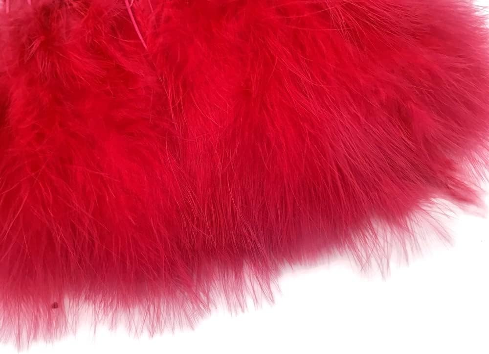 1 Yard - Red Marabou Turkey Fluff Feather Fringe Trim