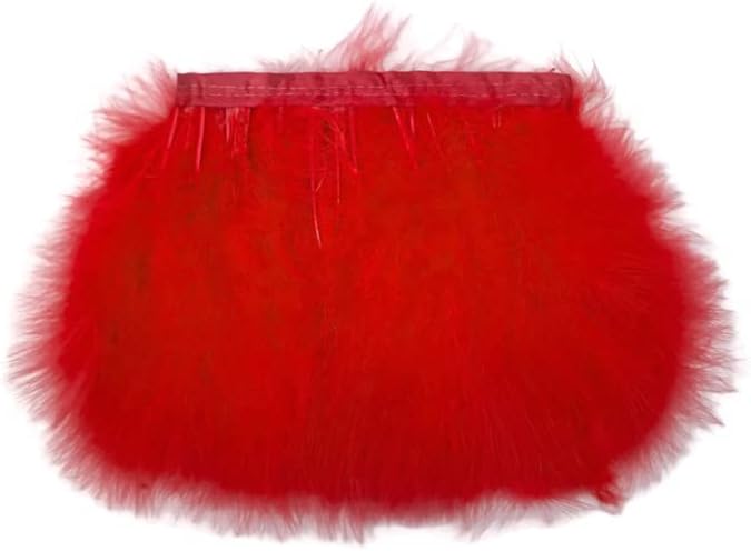 1 Yard - Red Marabou Turkey Fluff Feather Fringe Trim