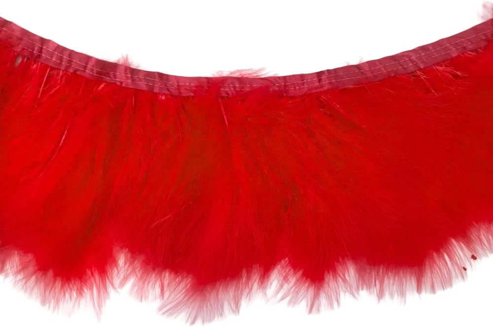 1 Yard - Red Marabou Turkey Fluff Feather Fringe Trim