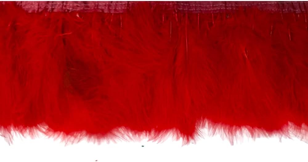 1 Yard - Red Marabou Turkey Fluff Feather Fringe Trim