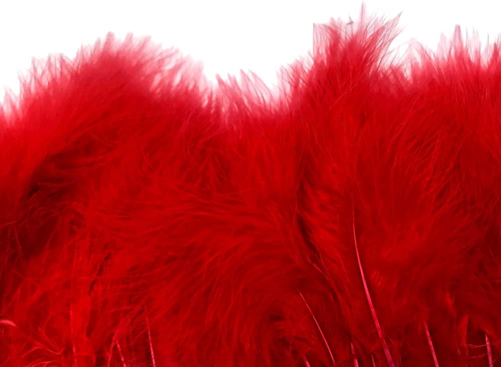 1 Yard - Red Marabou Turkey Fluff Feather Fringe Trim