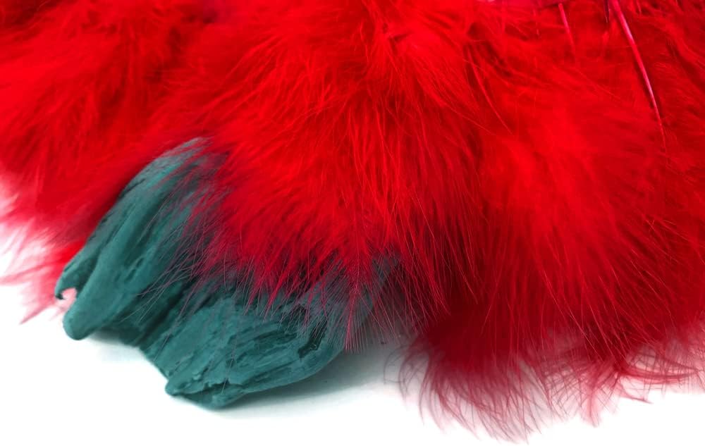 1 Yard - Red Marabou Turkey Fluff Feather Fringe Trim