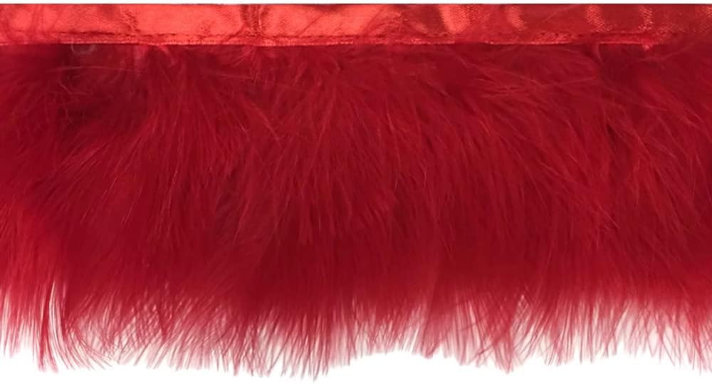 1 Yard - Red Marabou Turkey Fluff Feather Fringe Trim