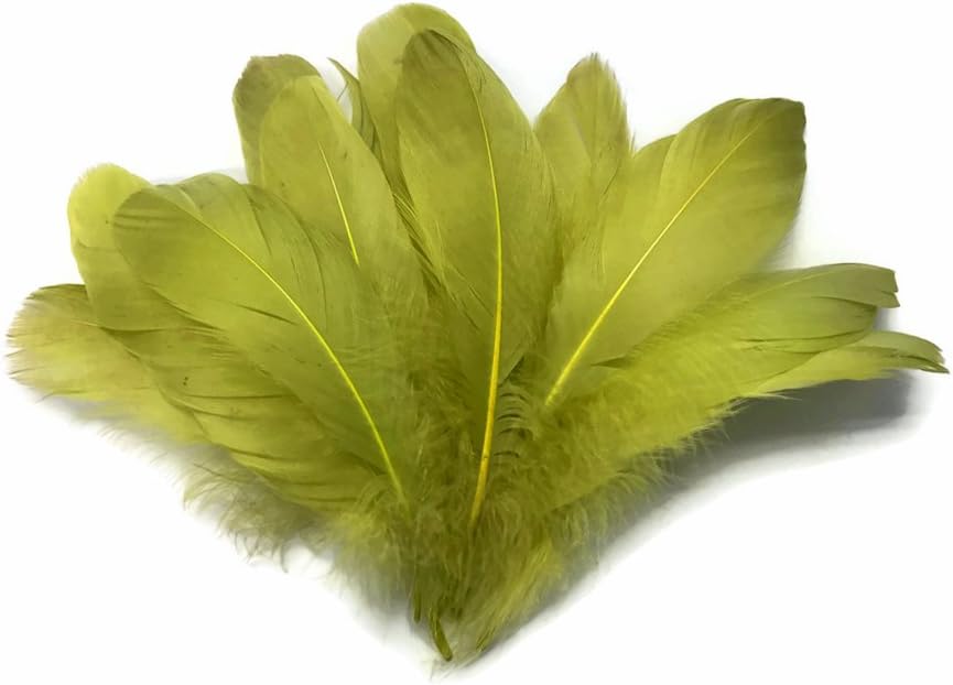 1/4 lbs. - Olive Green Goose Nagoire Wholesale Feathers (Bulk)