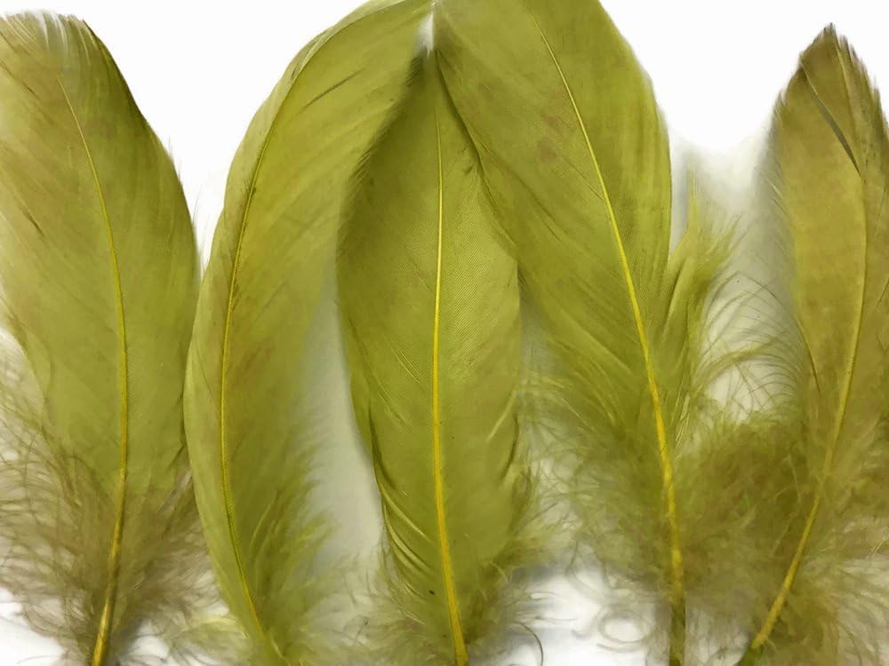 1/4 lbs. - Olive Green Goose Nagoire Wholesale Feathers (Bulk)