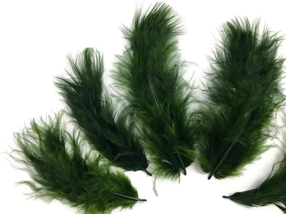 1 Pack - Olive Green Turkey Marabou Short Down Fluff Loose Feathers 0.10 Oz.