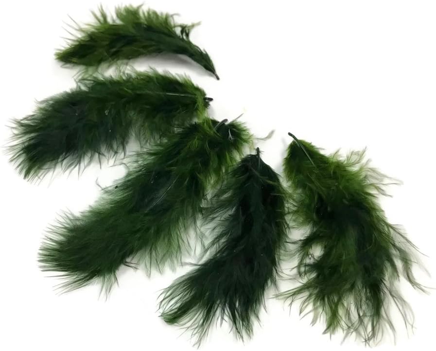 1 Pack - Olive Green Turkey Marabou Short Down Fluff Loose Feathers 0.10 Oz.