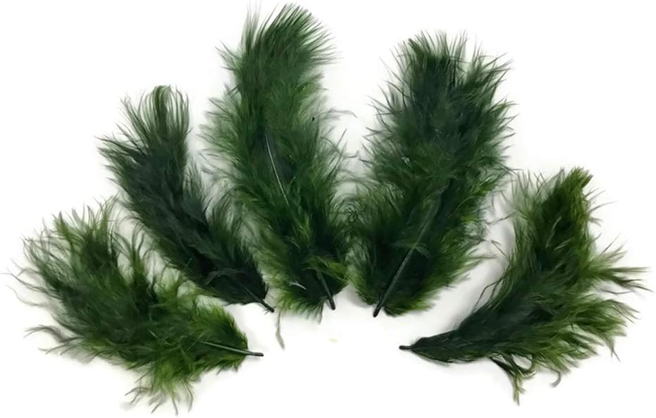 1 Pack - Olive Green Turkey Marabou Short Down Fluff Loose Feathers 0.10 Oz.