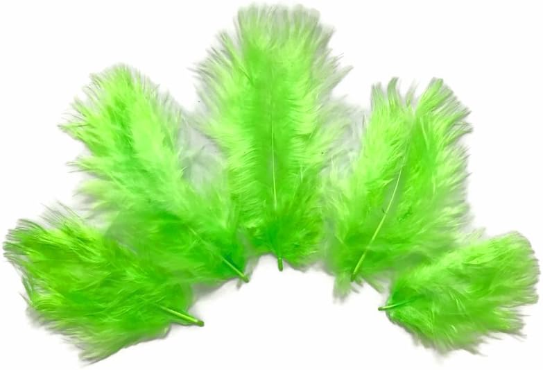 1/4 Lb - Chartreuse Green Turkey Marabou Short Down Fluffy Loose Wholesale Feathers (Bulk)