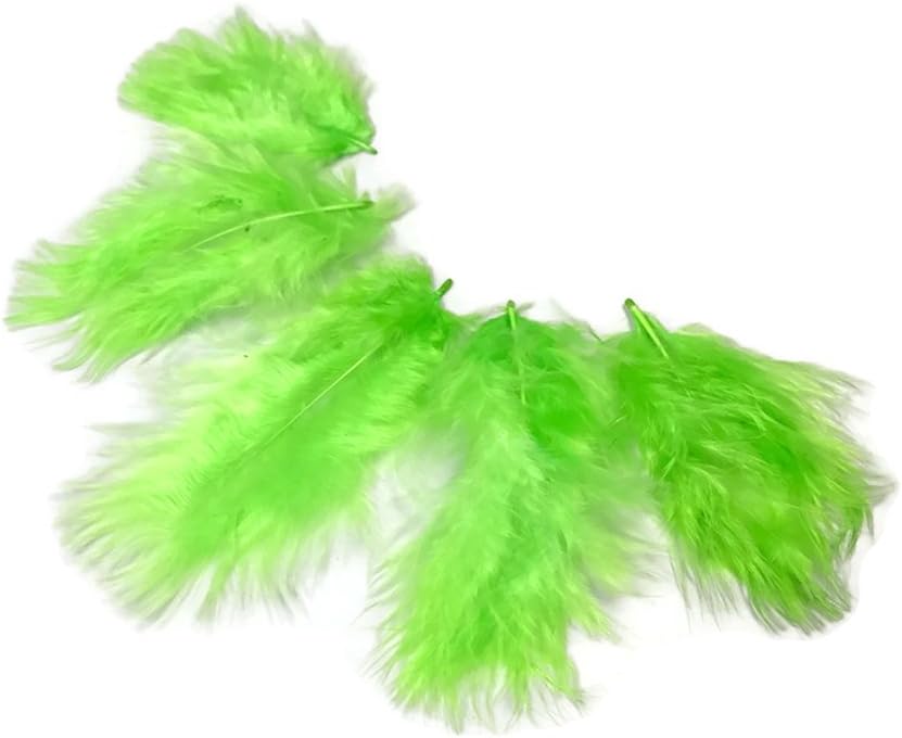 1 Pack - Chartreuse Green Turkey Marabou Short Down Fluff Loose Feathers 0.10 Oz.