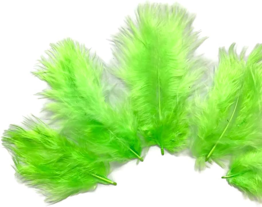 1 Pack - Chartreuse Green Turkey Marabou Short Down Fluff Loose Feathers 0.10 Oz.