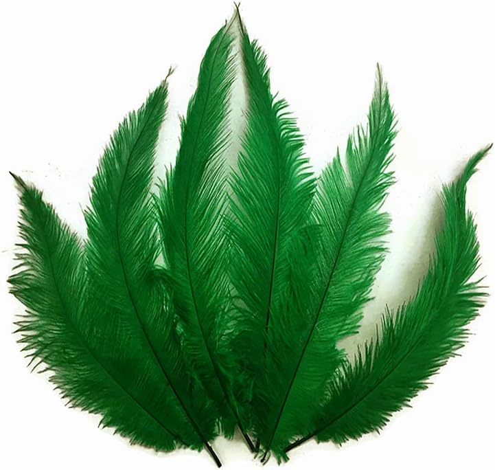 20 Pieces - Kelly Green Mini Spads Ostrich Chick Body Feathers