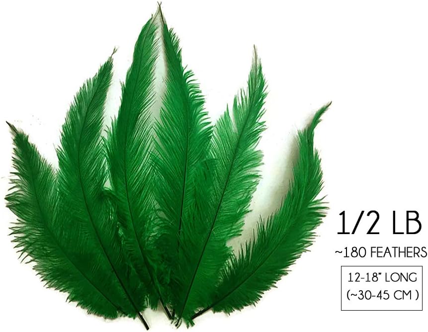 20 Pieces - Kelly Green Mini Spads Ostrich Chick Body Feathers
