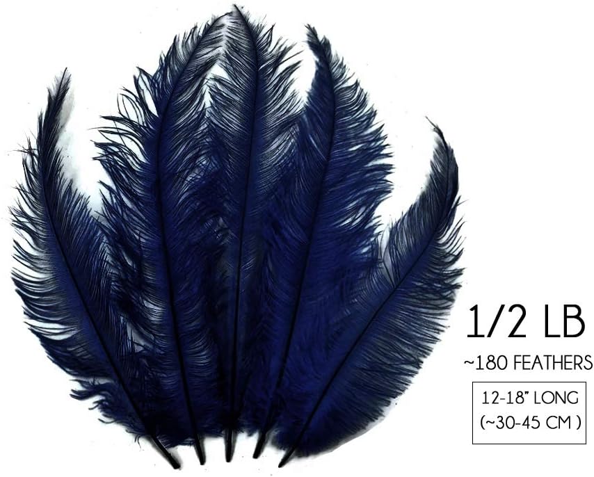 1/2 Lb. - Navy Blue Mini Spads Ostrich Wholesale Chick Body Feathers (Bulk)