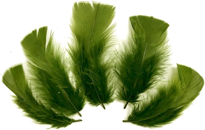 1/4 lbs. - Olive Green Turkey T-Base Plumage Wholesale Feathers (Bulk)