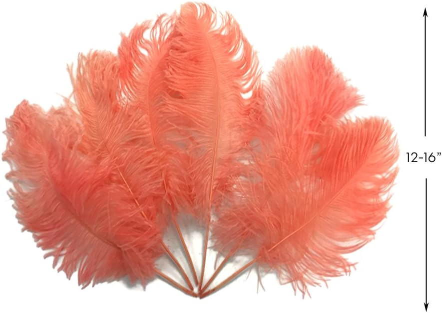 10 Pieces -  12-16" Apricot Dyed Ostrich Tail Fancy Feathers