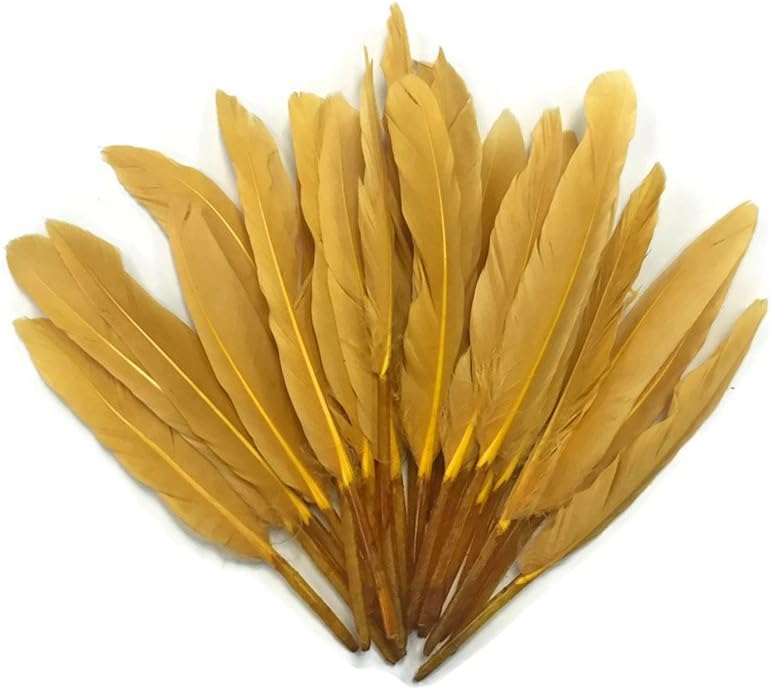 1/4 Lb. - Old Gold Dyed Duck Cochettes Loose Wing Quill Wholesale Feather (Bulk)
