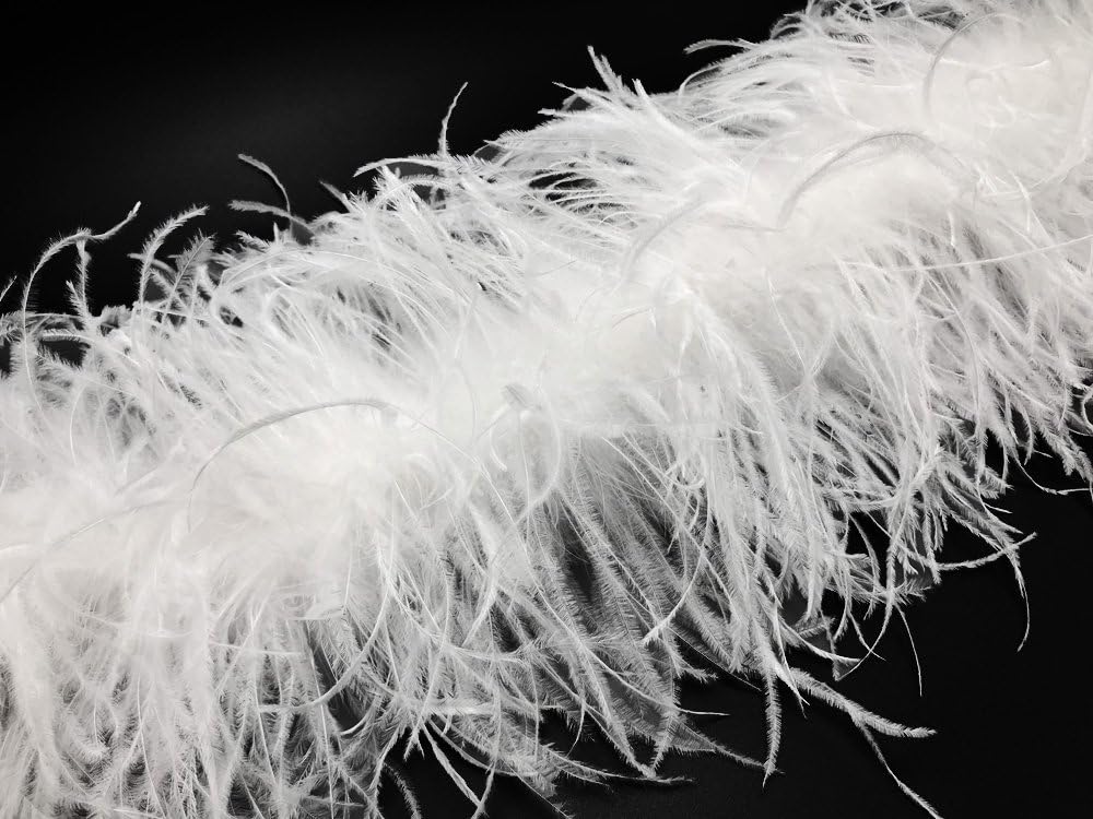 2 Yards - 5 Ply Snow White Heavy Weight Ostrich Fluffy Feather Boa