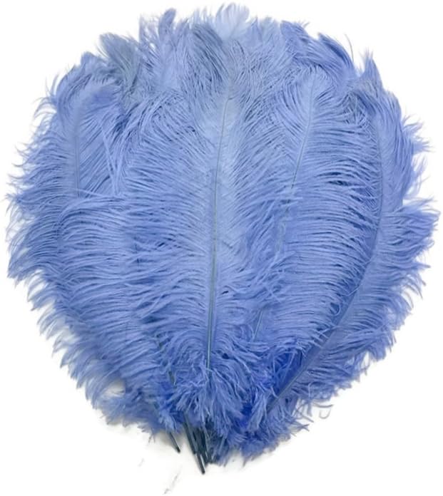 10 Pieces - 14-17" Light Blue Ostrich Dyed Drab Body Feathers