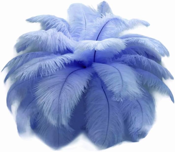 10 Pieces - 14-17" Light Blue Ostrich Dyed Drab Body Feathers