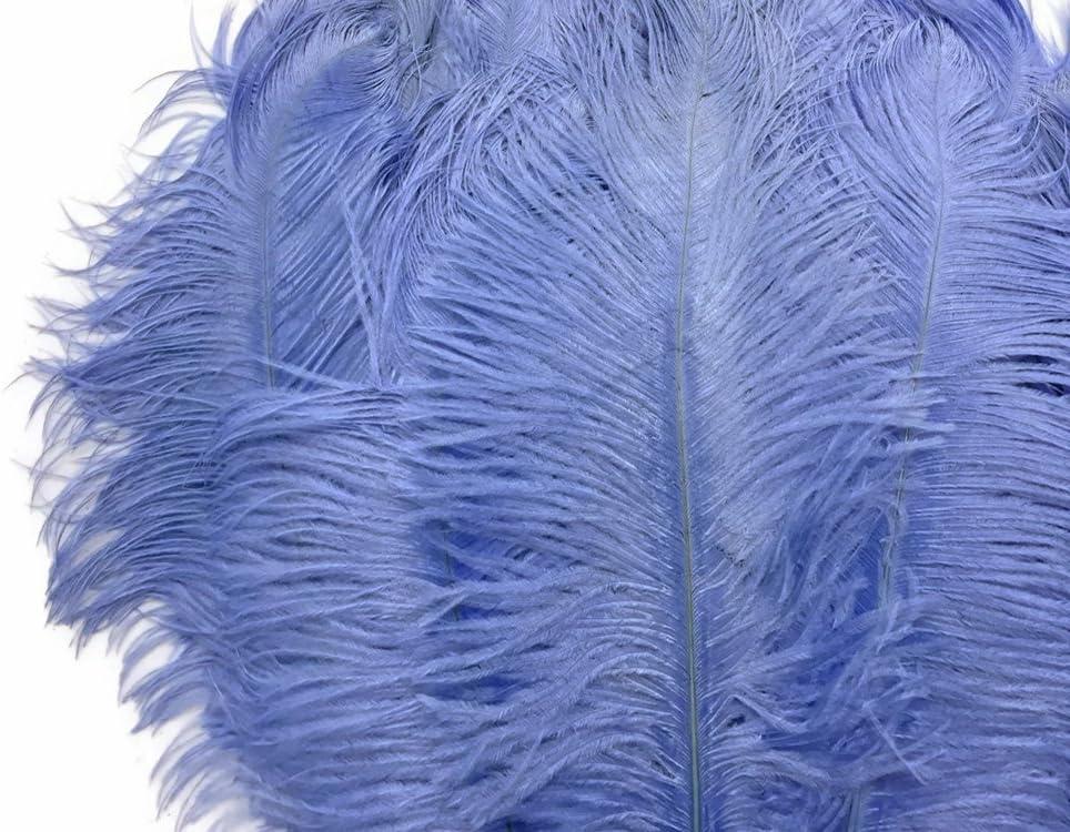 10 Pieces - 14-17" Light Blue Ostrich Dyed Drab Body Feathers