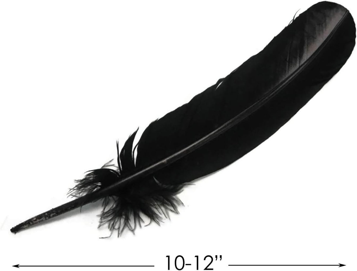10 Lbs. - Black Turkey Rounds Secondary Wing Quill Wholesale Feathers (Bulk)