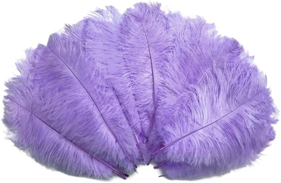 10 Pieces - 14-17" Lavender Ostrich Dyed Drab Body Feathers