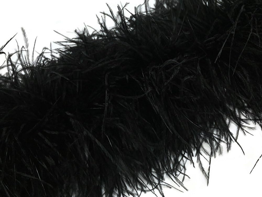 2 Yards - 5 Ply Black Heavy Weight Ostrich Fluffy Feather Boa
