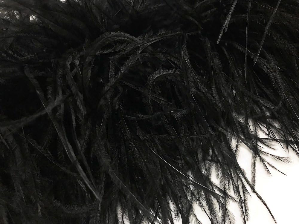 2 Yards - 5 Ply Black Heavy Weight Ostrich Fluffy Feather Boa