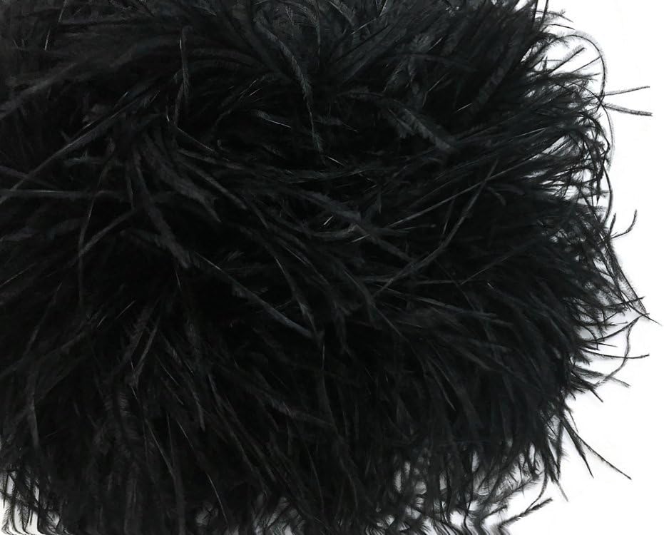 2 Yards - 5 Ply Black Heavy Weight Ostrich Fluffy Feather Boa
