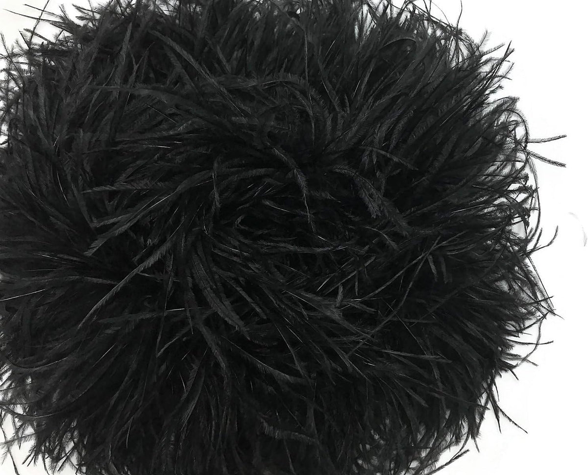 2 Yards - 5 Ply Black Heavy Weight Ostrich Fluffy Feather Boa