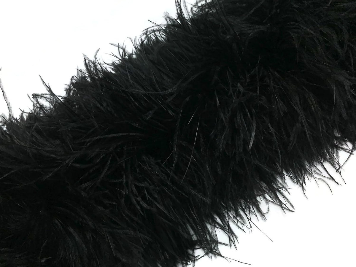 2 Yards - 5 Ply Black Heavy Weight Ostrich Fluffy Feather Boa