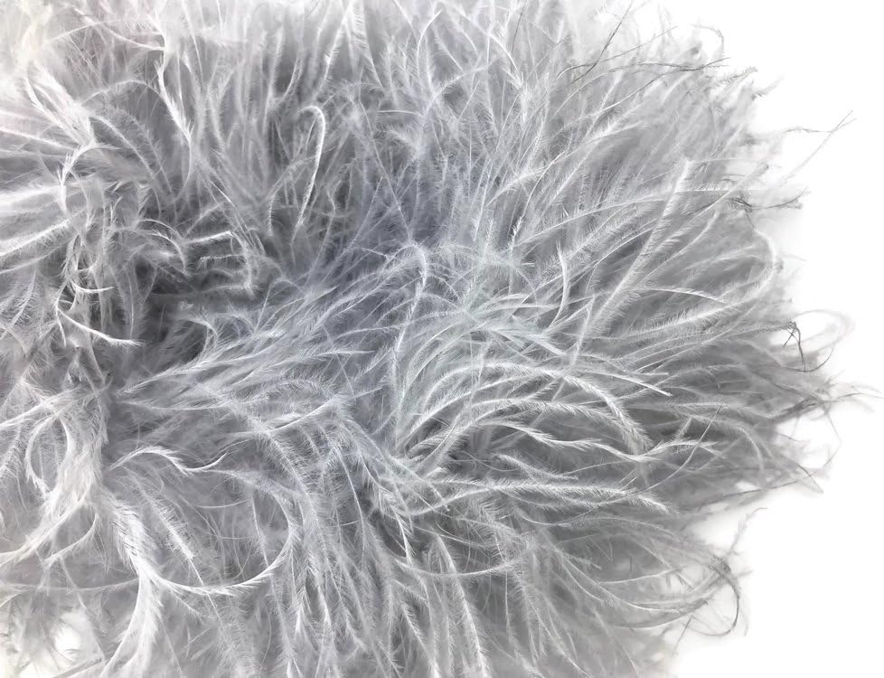 2 Yards - Light Gray 3 Ply Ostrich Medium Weight Fluffy Feather Boa
