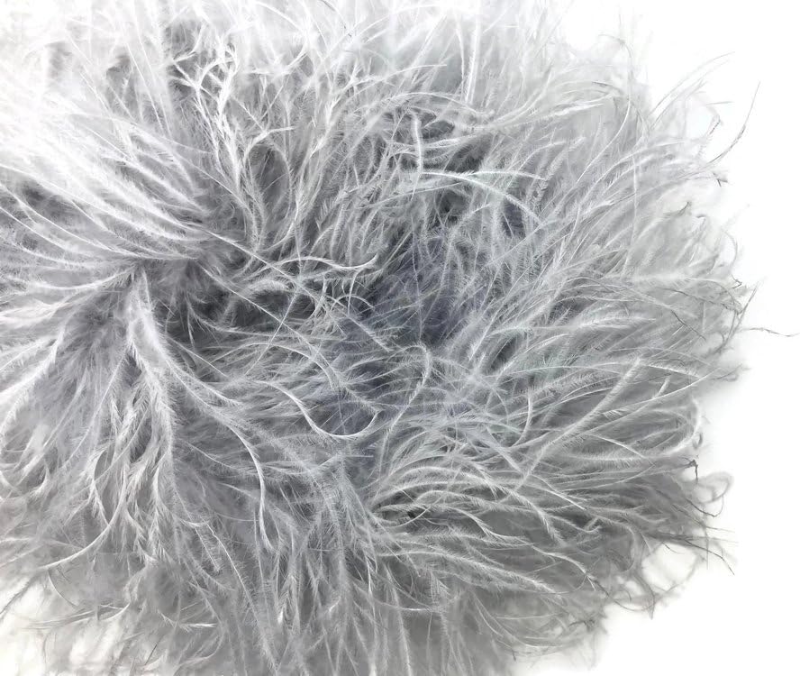 2 Yards - Light Gray 3 Ply Ostrich Medium Weight Fluffy Feather Boa