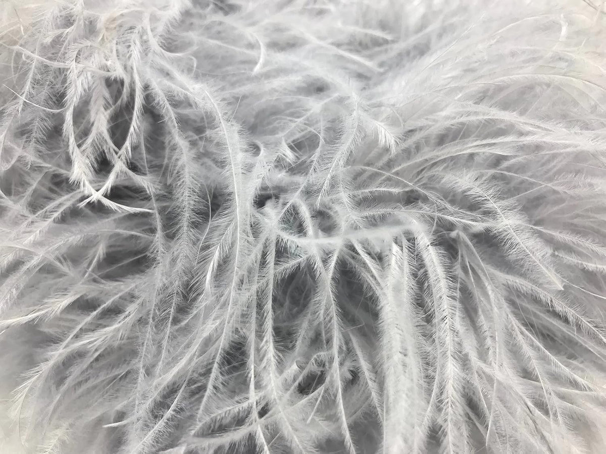 2 Yards - Light Gray 3 Ply Ostrich Medium Weight Fluffy Feather Boa
