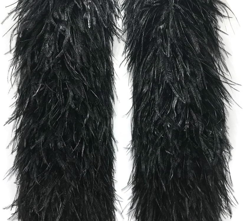 2 Yards - 12 Plys Black Ostrich Extra Large Heavyweight Feather Boa