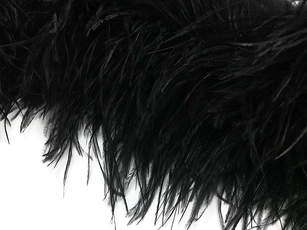 2 Yards - 12 Plys Black Ostrich Extra Large Heavyweight Feather Boa