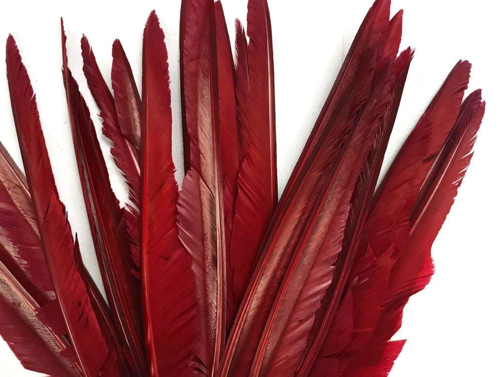 1/4 Lb. - Burgundy Goose Pointers Long Primaries Wing Wholesale Feathers (Bulk)