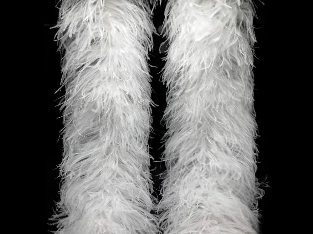 2 Yards - Snow White 2 Ply Ostrich Medium Weight Fluffy Feather Boa