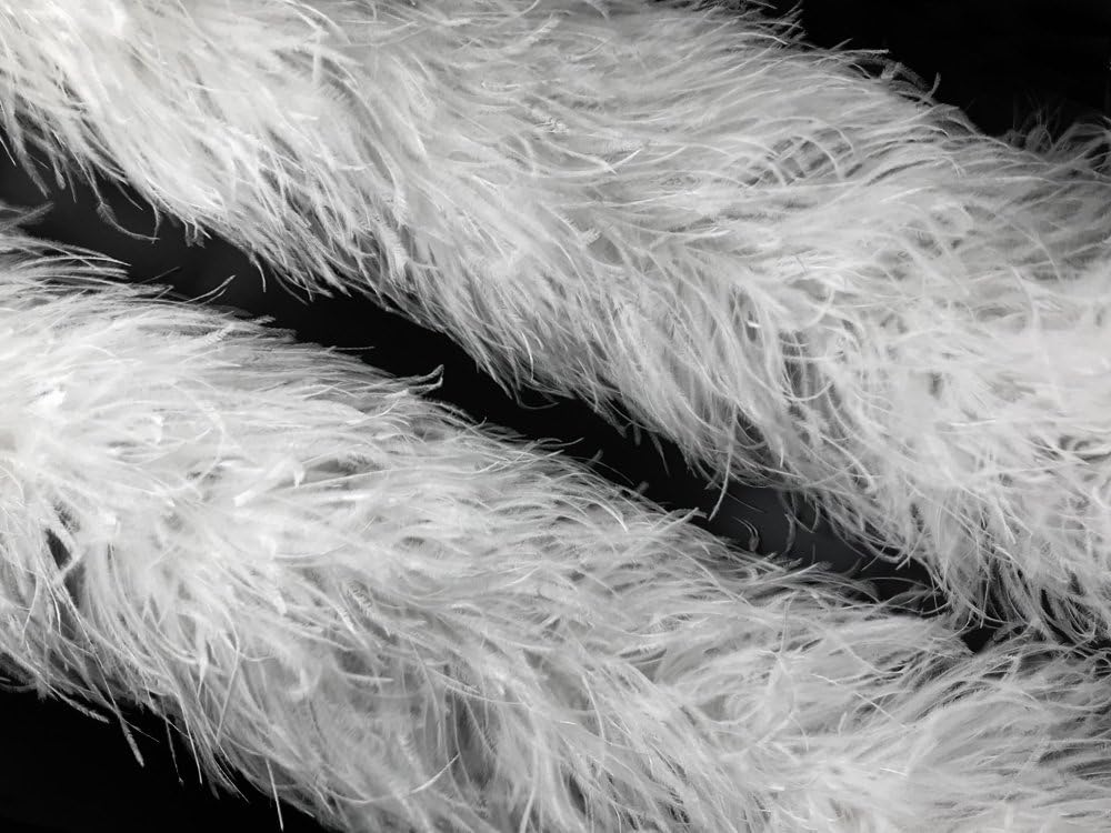 2 Yards - Snow White 2 Ply Ostrich Medium Weight Fluffy Feather Boa