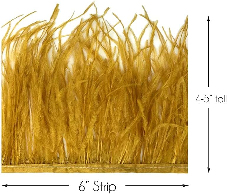 1 Yard - Antique Gold Ostrich Fringe Trim Wholesale Feather (Bulk)