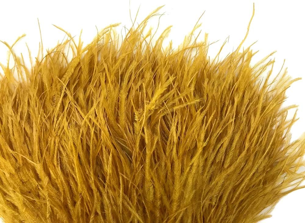 1 Yard - Antique Gold Ostrich Fringe Trim Wholesale Feather (Bulk)