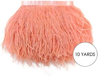 10 Yards - Peach Pink Ostrich Fringe Trim Wholesale Feather (Bulk)