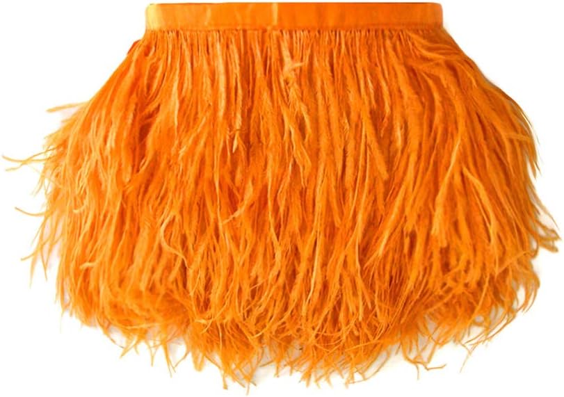 6 Inch Strip - Orange Ostrich Fringe Trim Feather