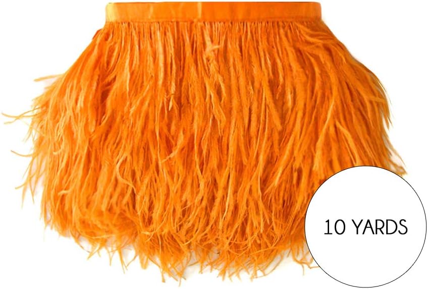 6 Inch Strip - Orange Ostrich Fringe Trim Feather