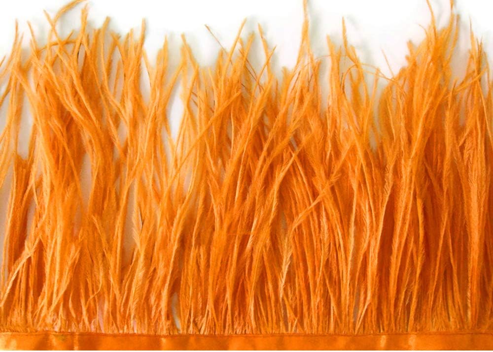 6 Inch Strip - Orange Ostrich Fringe Trim Feather
