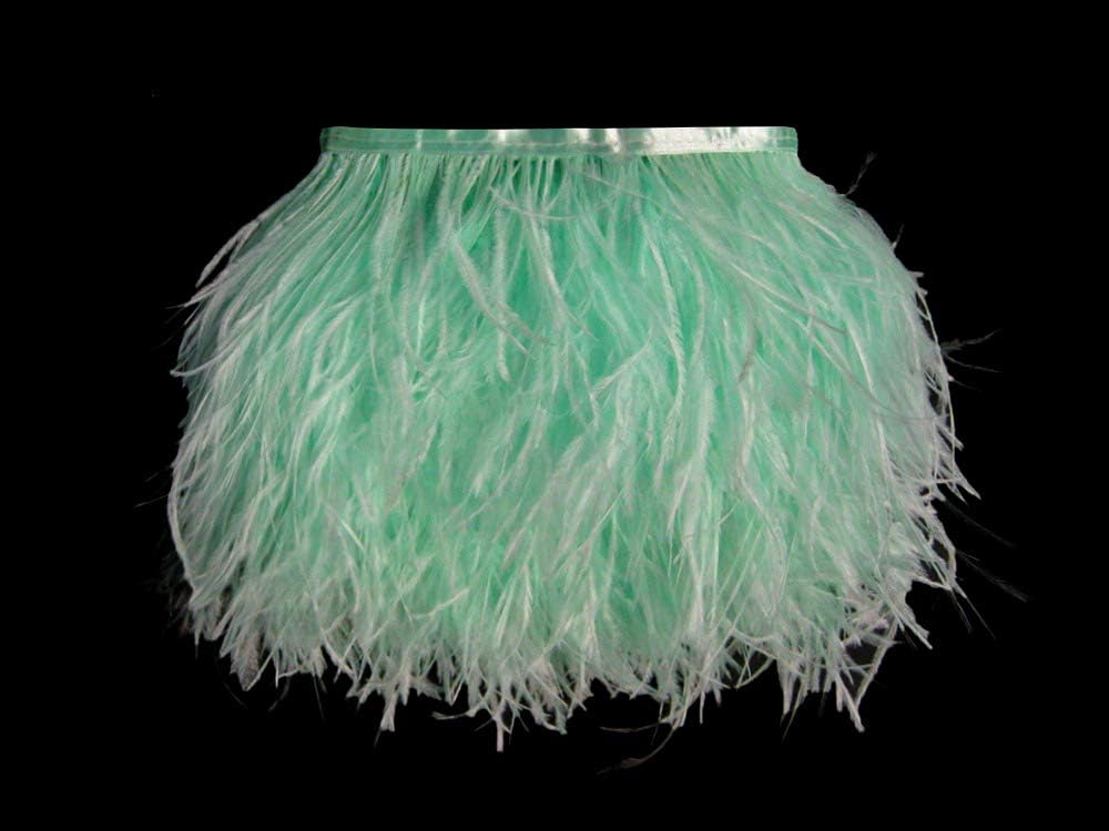 10 Yards - Mint Green Ostrich Fringe Trim Wholesale Feather (Bulk)